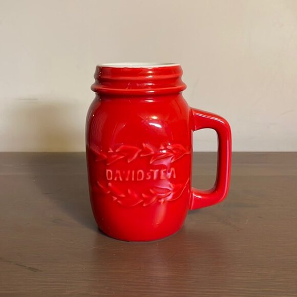 David’s Tea Red Ceramic Mason Jar Mug - Picture 2 of 6